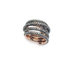 2.75 Carat Brown Pavé Diamonds Twist Strand Band Ring 9 Karat Rose Gold