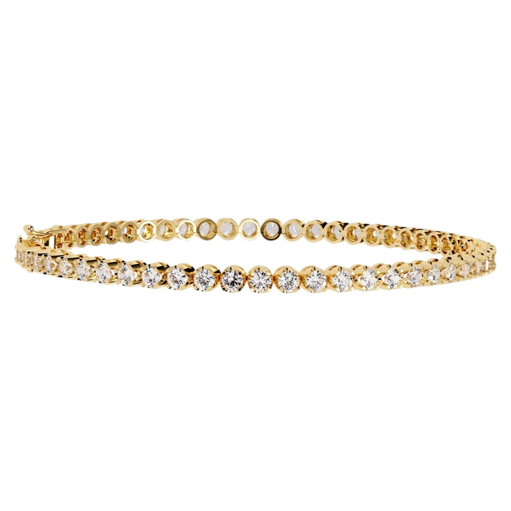 2.75 CTW Natural Diamond Tennis Bracelet in 14K Gold SI+ Diamond, Secure Clasp