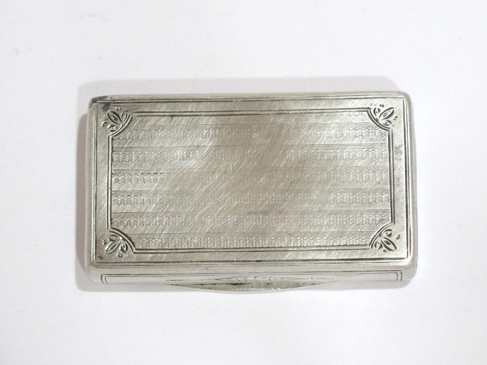 European Silver Antique Austrian 1853 Scroll-Decorated Snuff Box In Good Condition In Brooklyn, NY