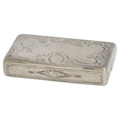 European Silver Antique Austrian 1853 Scroll-Decorated Snuff Box