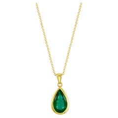 2.75 Pear Shaped Emerald Pendant on Yellow Gold