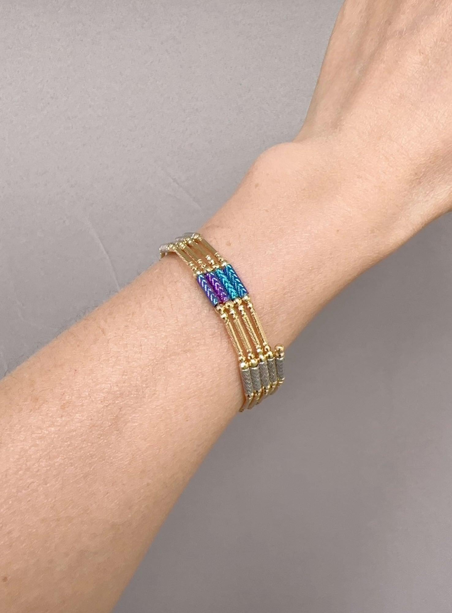 Femenino o masculino Collar Convertible Magnético de Oro de 18K Multicolor de 27,5