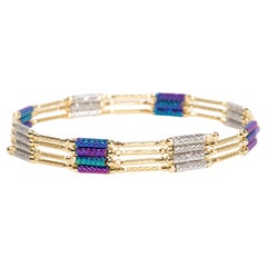 27.5" Multi-Color 18K Gold Magnetic Convertible Necklace Bracelet R4596