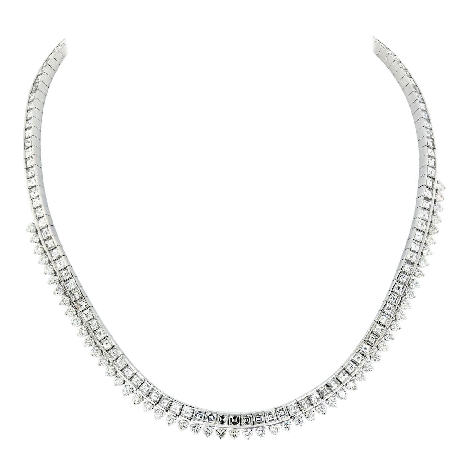 27.50 Carat 18K White Gold Ladies Diamond Collar Necklace