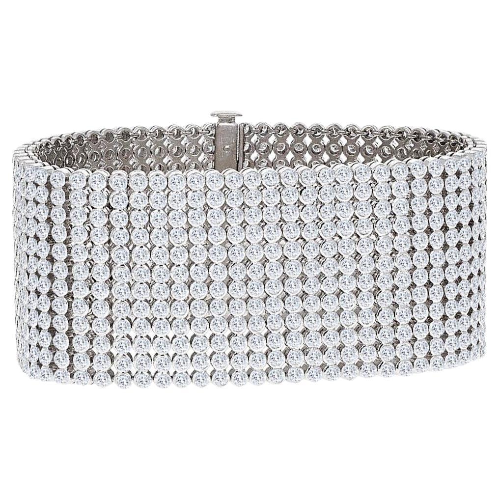 27.50 Carat Diamond Tennis Bracelet Cuff For Sale