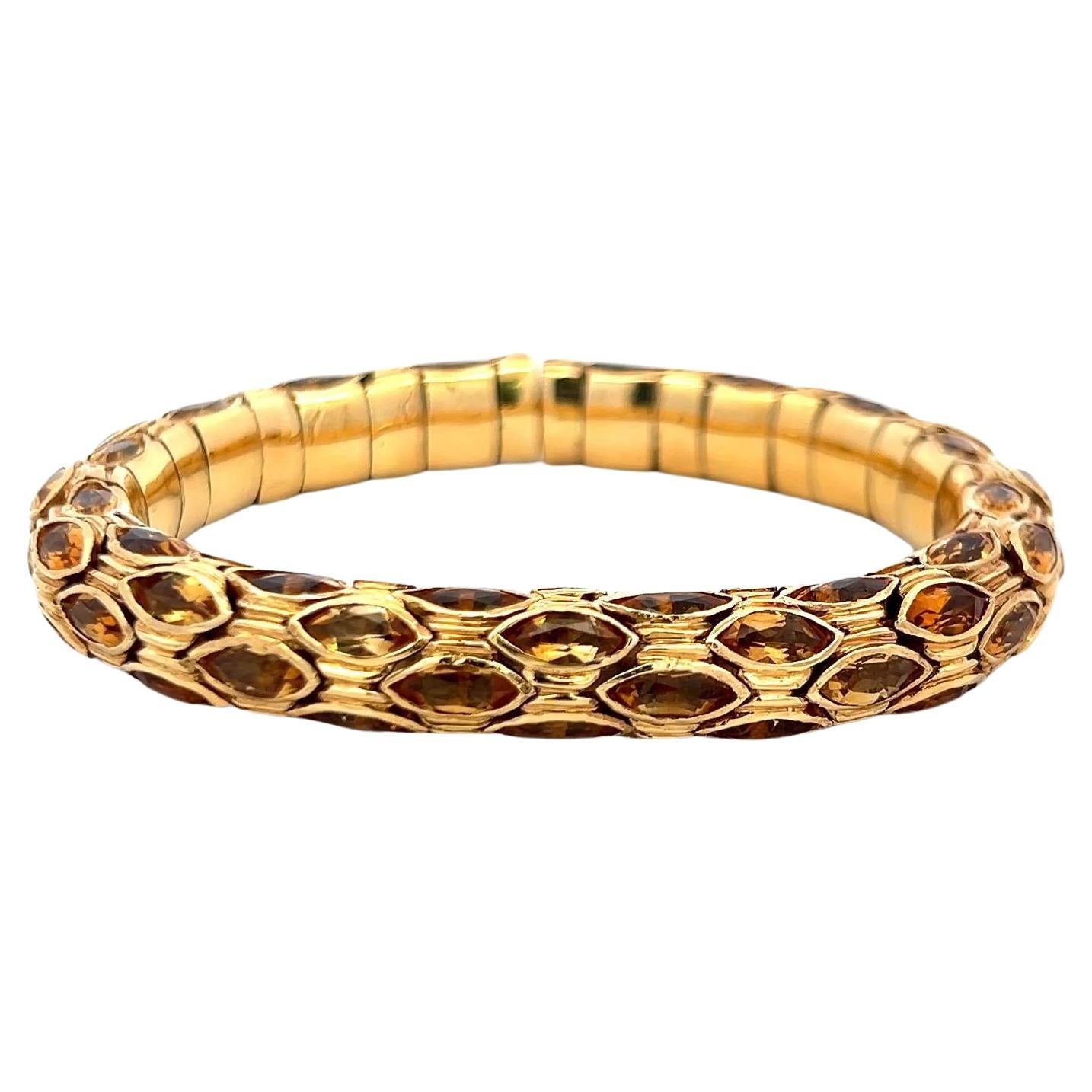 27,50 Karat Citrin in Marquisform 18 Karat Gelbgold Manschettenarmband im Angebot
