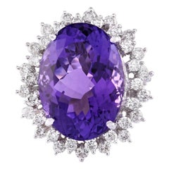 Amethyst Diamond Ring In 14 Karat White Gold