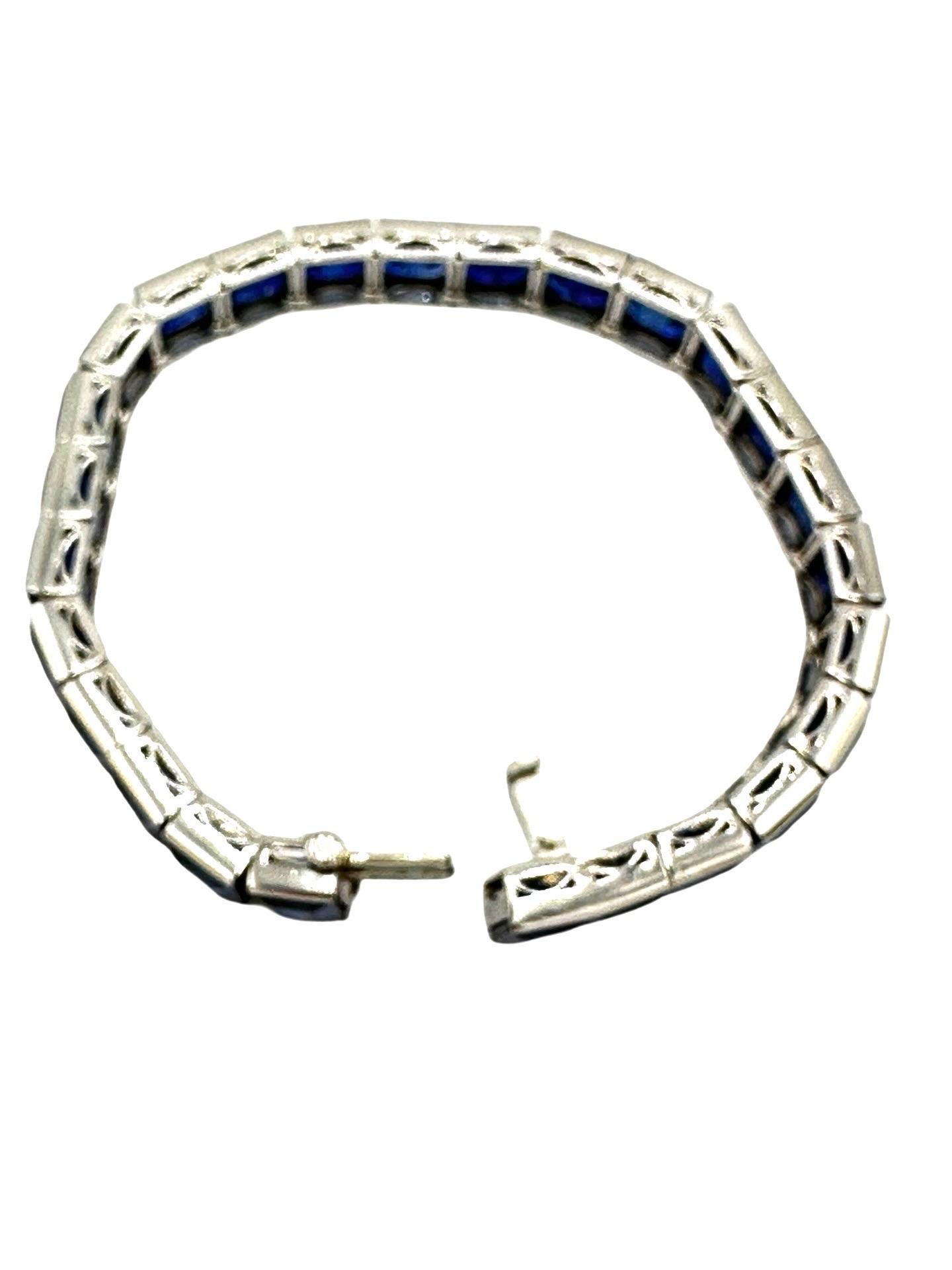 27.50 Carats Natural Sapphire and Platinum Line Bracelet For Sale 1