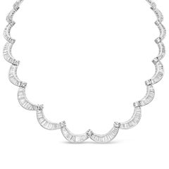 Roman Malakov 27.50 Carats Total Baguette & Round Cut Diamond Collar Necklace