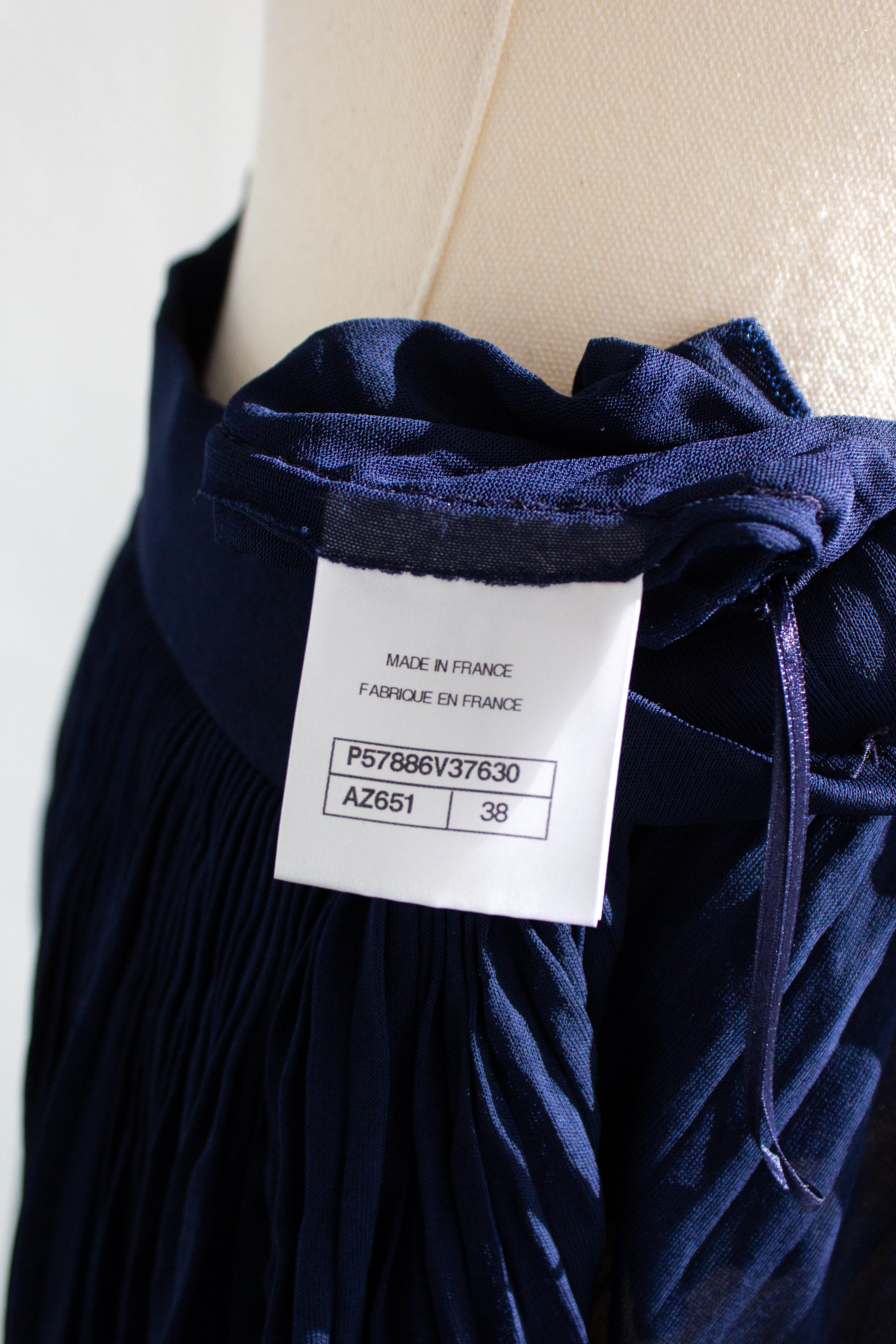 2750 $ Chanel Cruise 2018 Greece Navy Blue Pantalon palazzo plissé 18C en vente 7