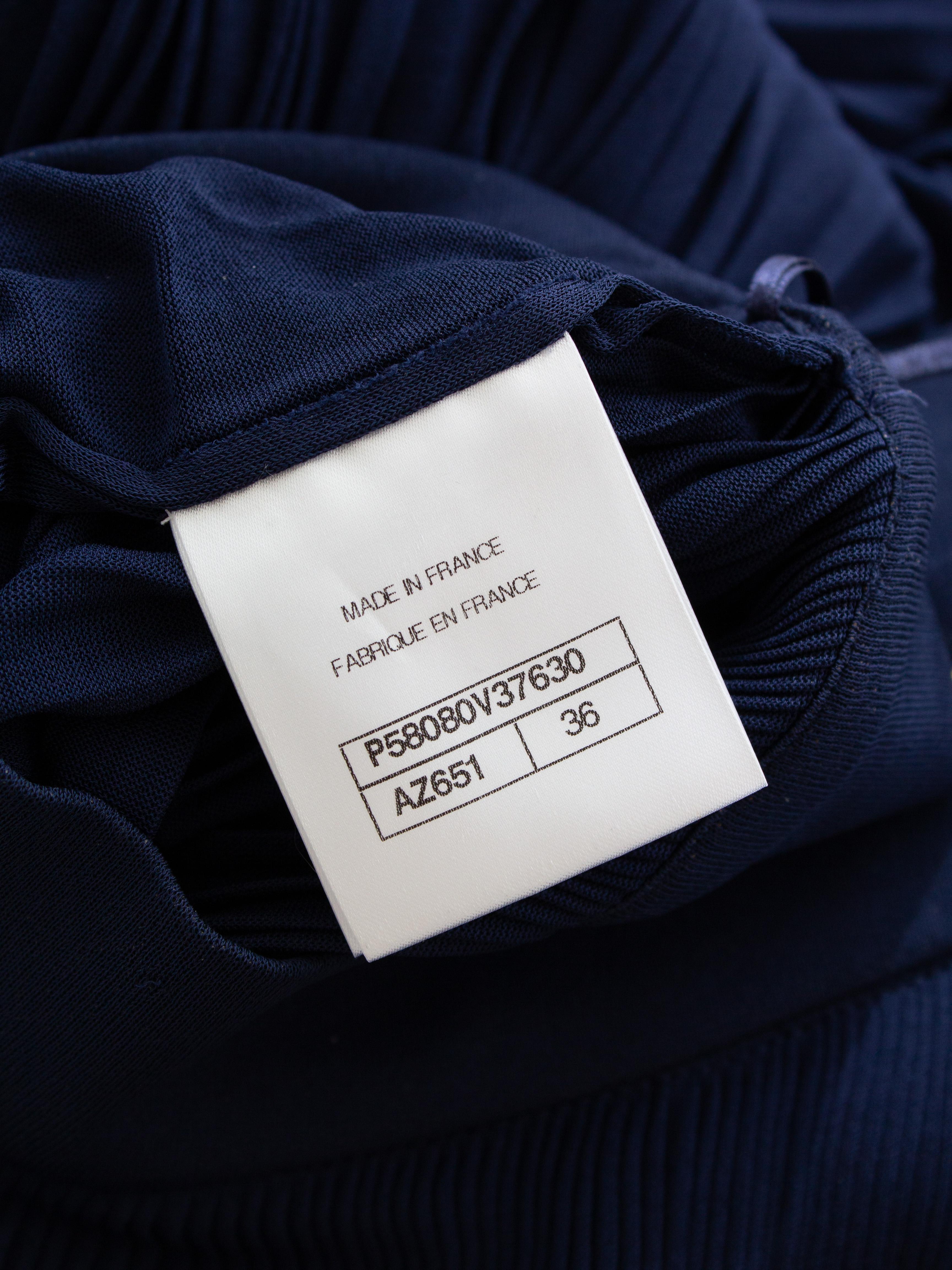 $2750 Chanel Cruise 2018 Grecia Pantaloni palazzo plissettati blu navy 18C in vendita 7