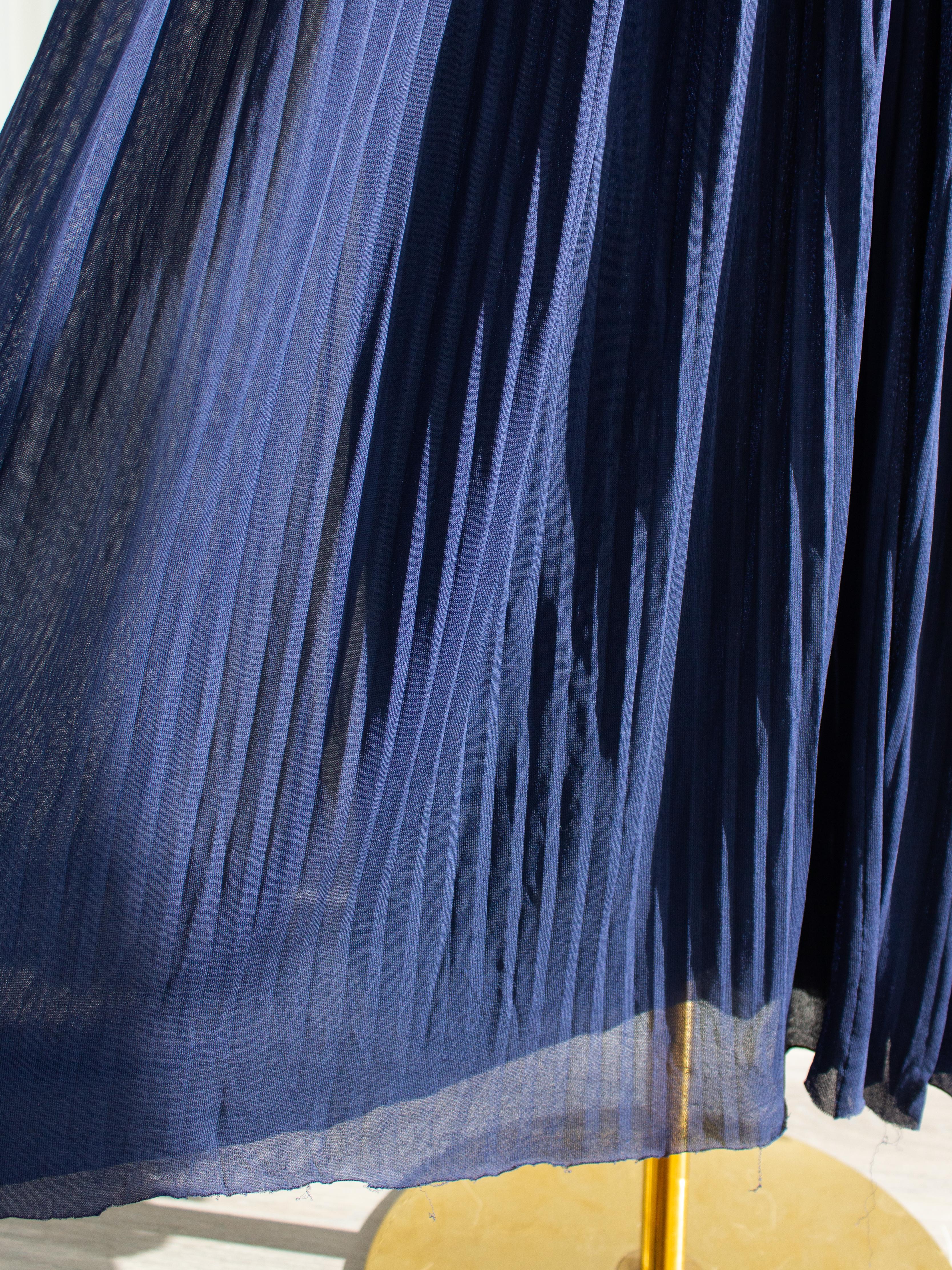 $2750 Chanel Cruise 2018 Grecia Pantaloni palazzo plissettati blu navy 18C in vendita 4