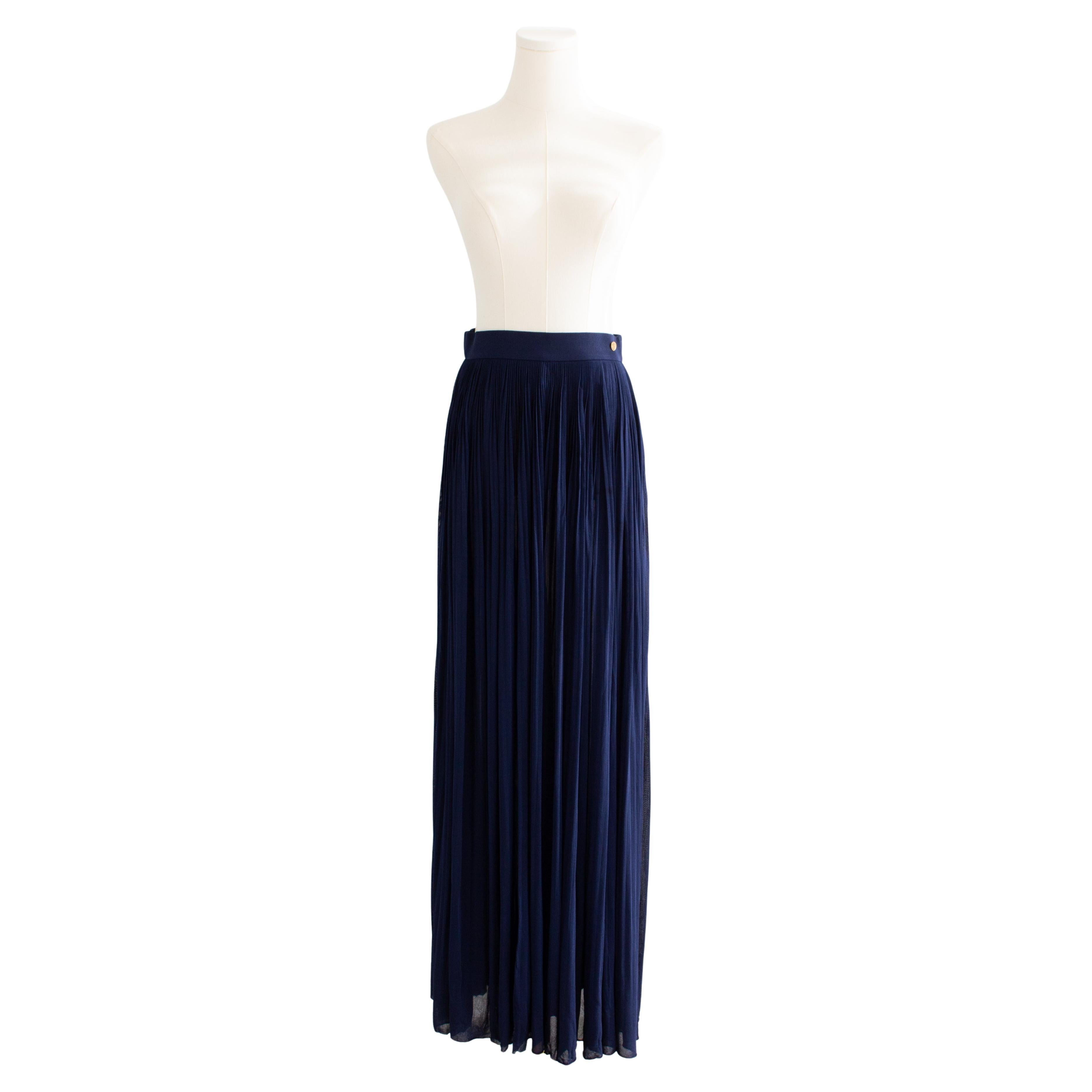 2750 $ Chanel Cruise 2018 Greece Navy Blue Pantalon palazzo plissé 18C en vente