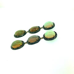 27.50 Carat Opal, Diamond in Oxidized Sterling Silver, 14 Karat Gold