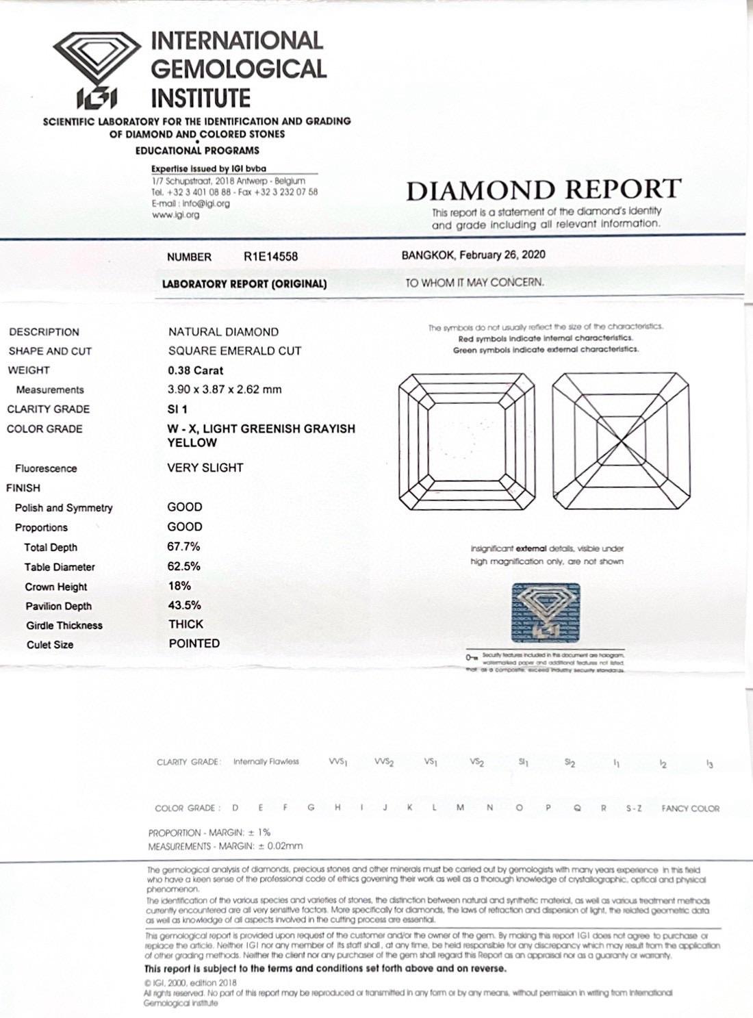 IGI certificado 0,38 quilates Diamante natural Raro Gris Verde Amarillo en venta 1
