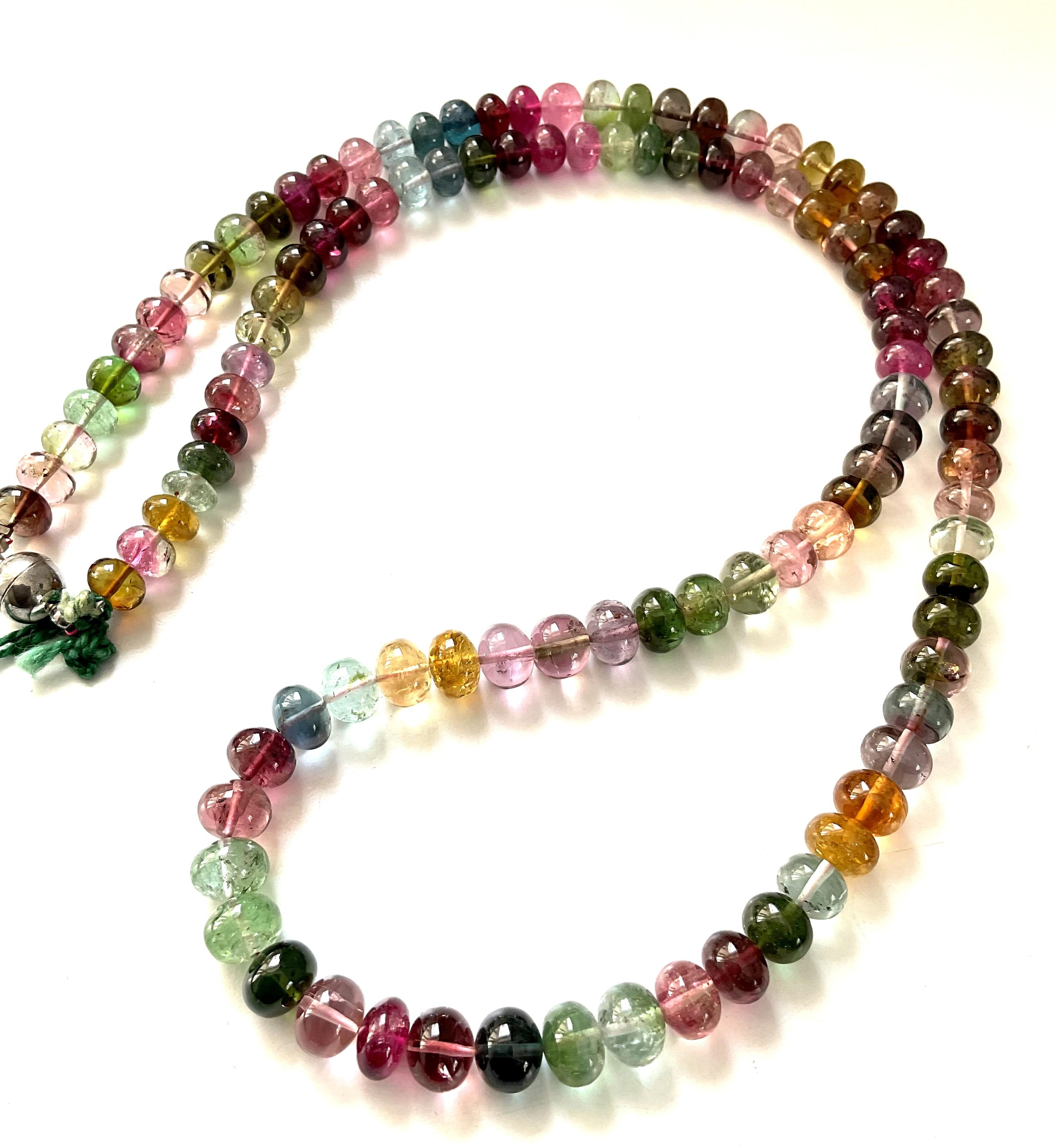 275.50 Carats Multi Tourmaline Plain Beads Necklace For Fine Jewelry For Sale 2