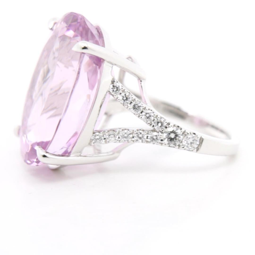 Modern 27.58 Carat Kunzite Diamond Cocktail Ring For Sale