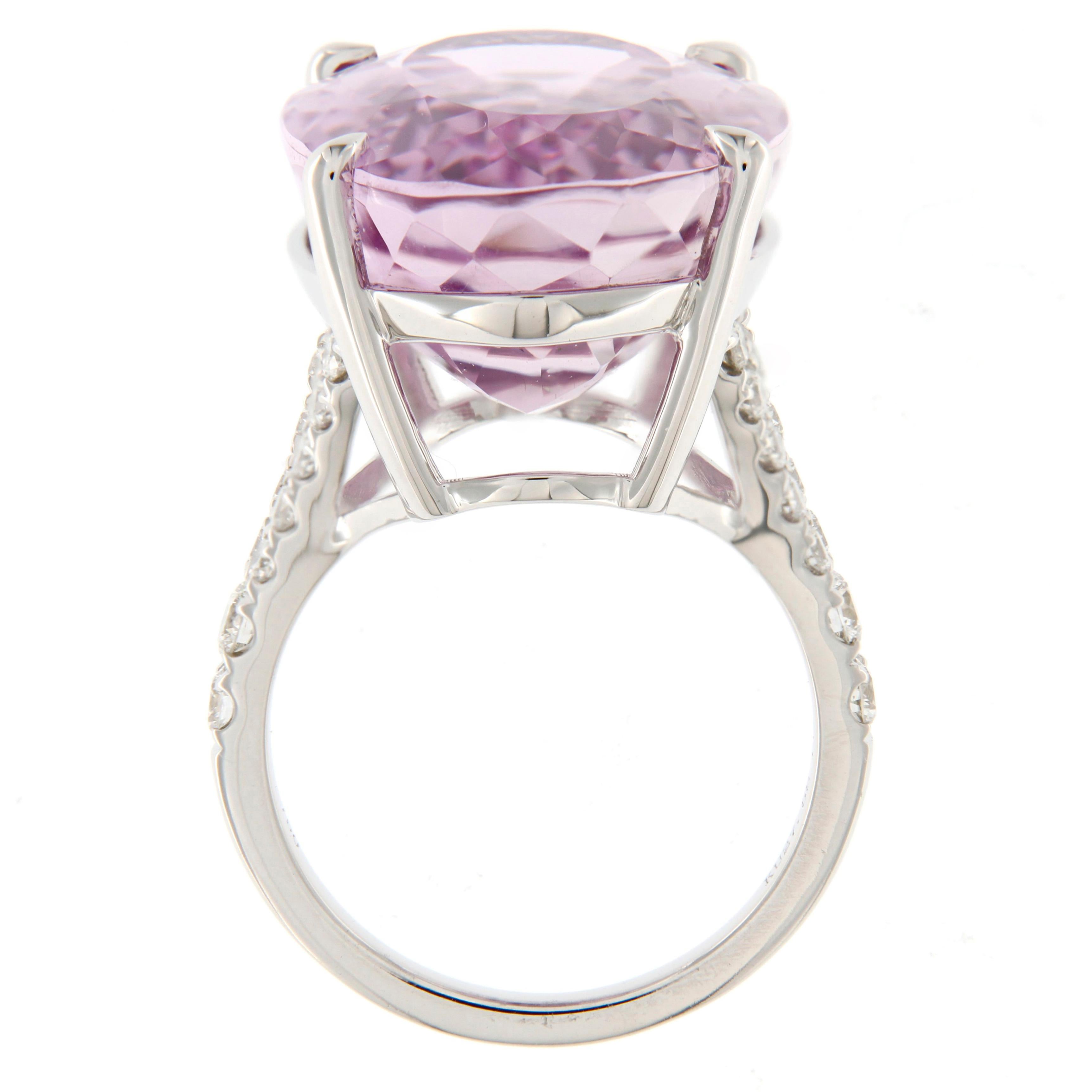 27.58 Carat Kunzite Diamond Cocktail Ring For Sale 1