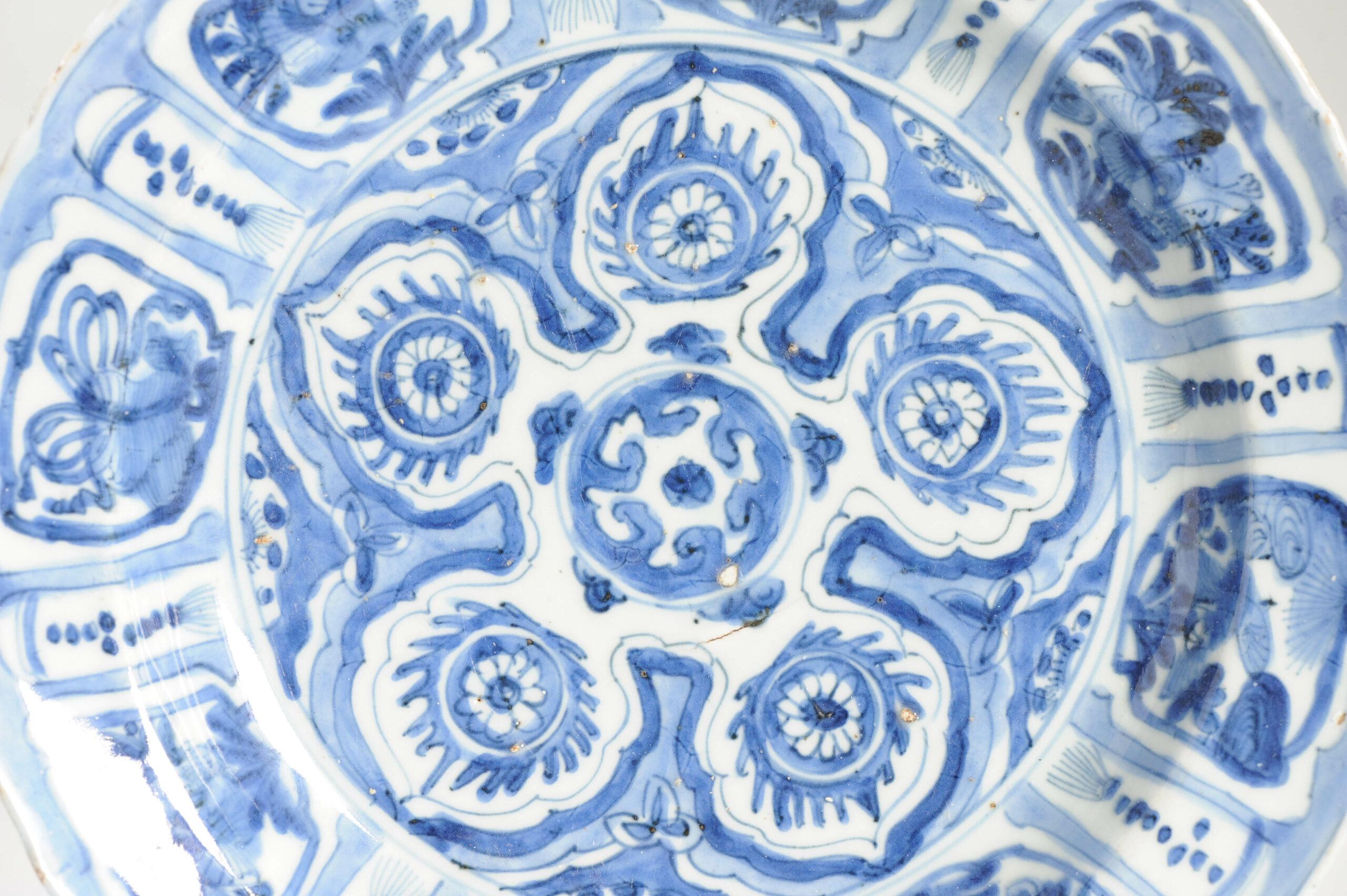 27.5CM Antique Ming Wanli Chinese Porcelain Flower Kraak Dish Buddhist Cakras 6