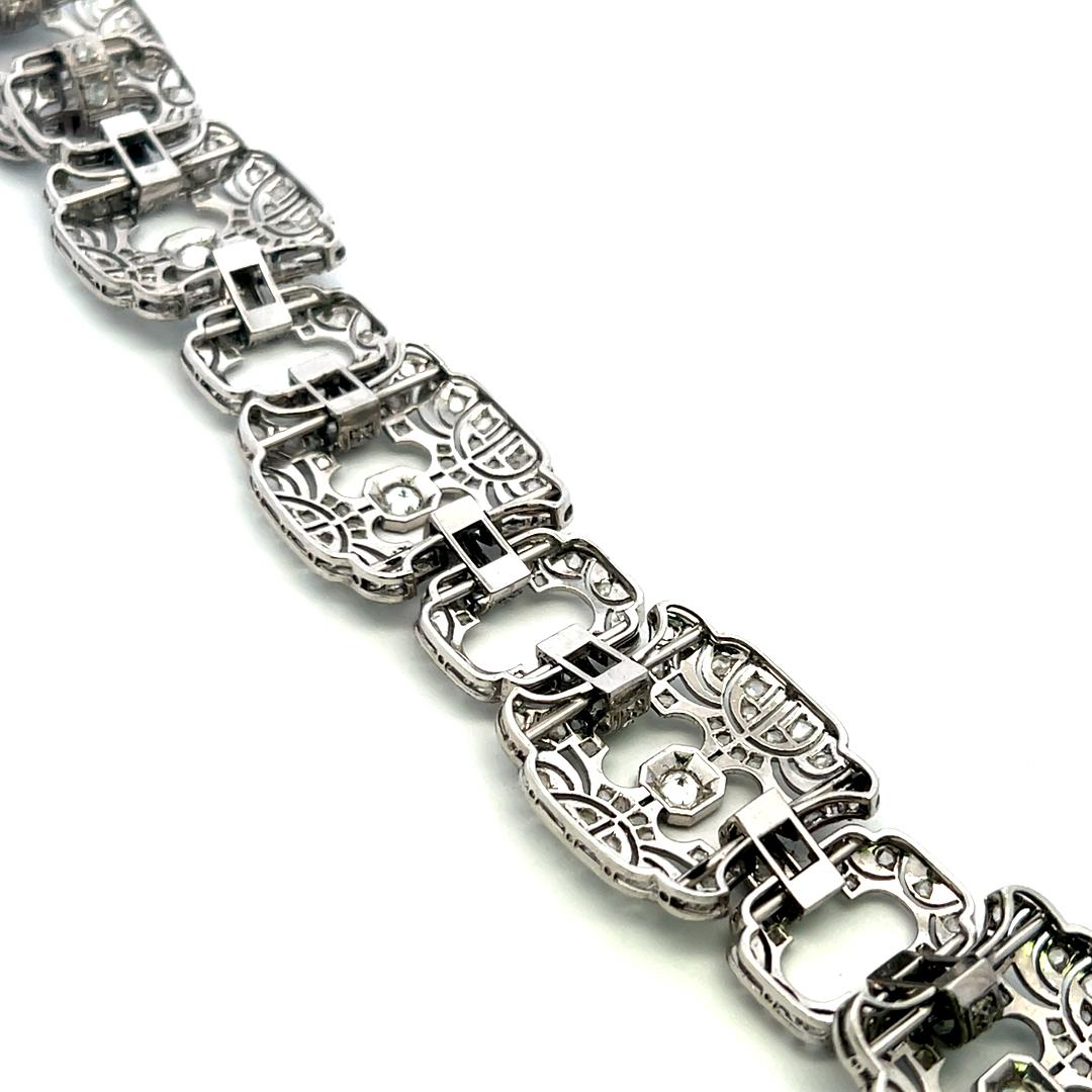Pulsera Art Decó de platino de 2,75 ct con diamantes talla rosa y brillantes en venta 5