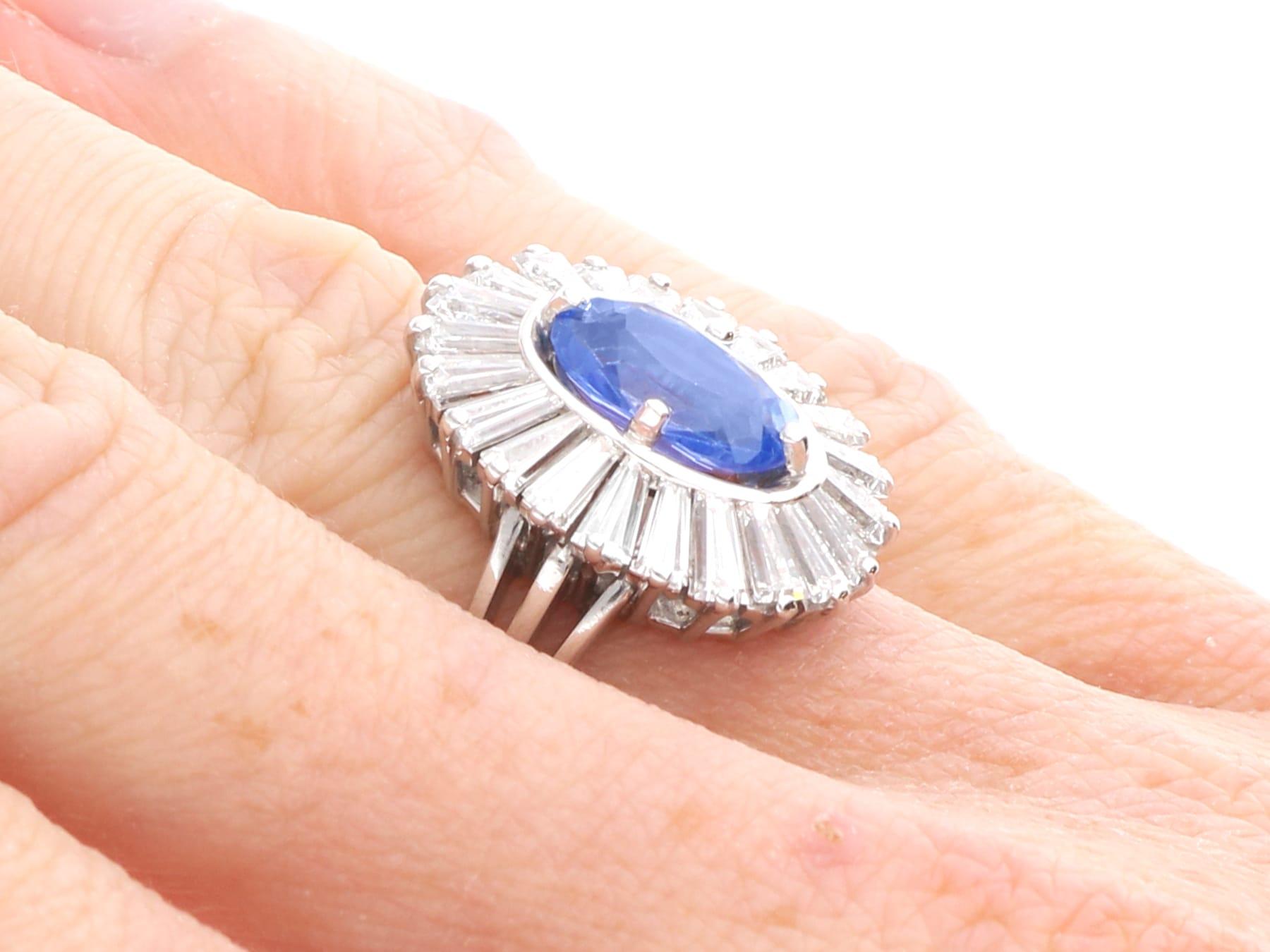 2.75ct Ceylon Sapphire and 2.88ct Diamond, 18ct White Gold Cluster Ring im Angebot 5