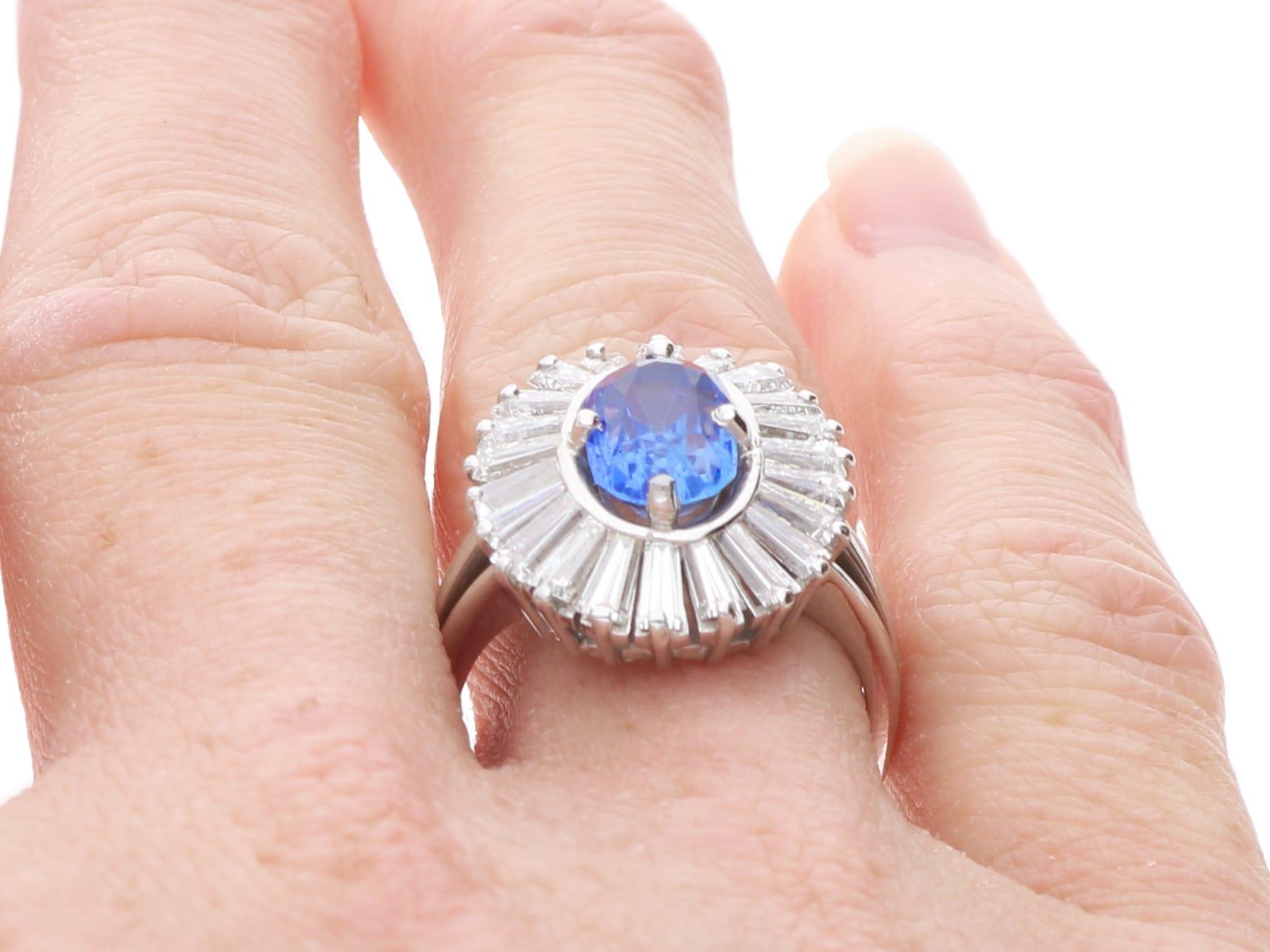 2.75ct Ceylon Sapphire and 2.88ct Diamond, 18ct White Gold Cluster Ring im Angebot 6