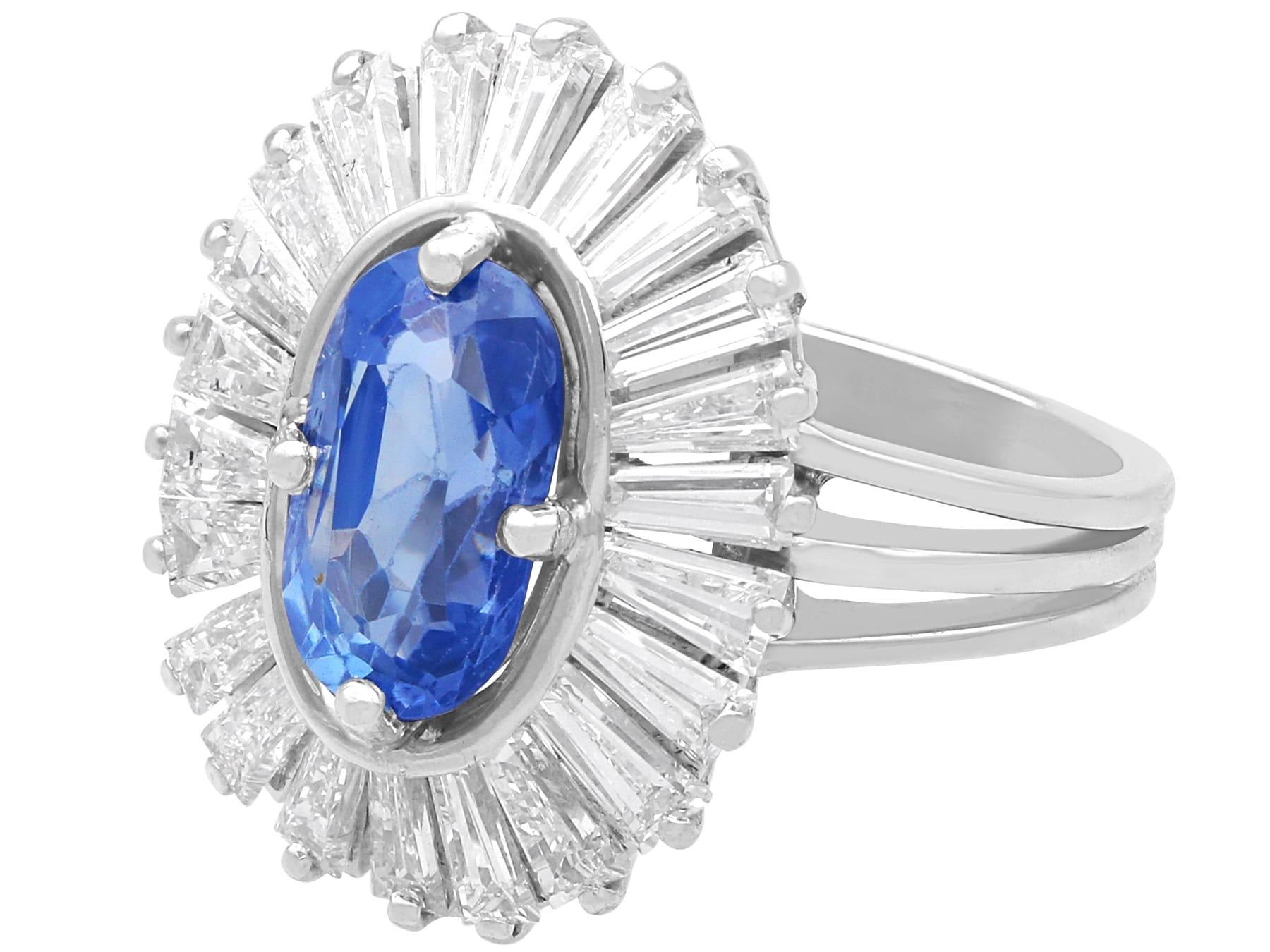 2.75ct Ceylon Sapphire and 2.88ct Diamond, 18ct White Gold Cluster Ring für Damen oder Herren im Angebot