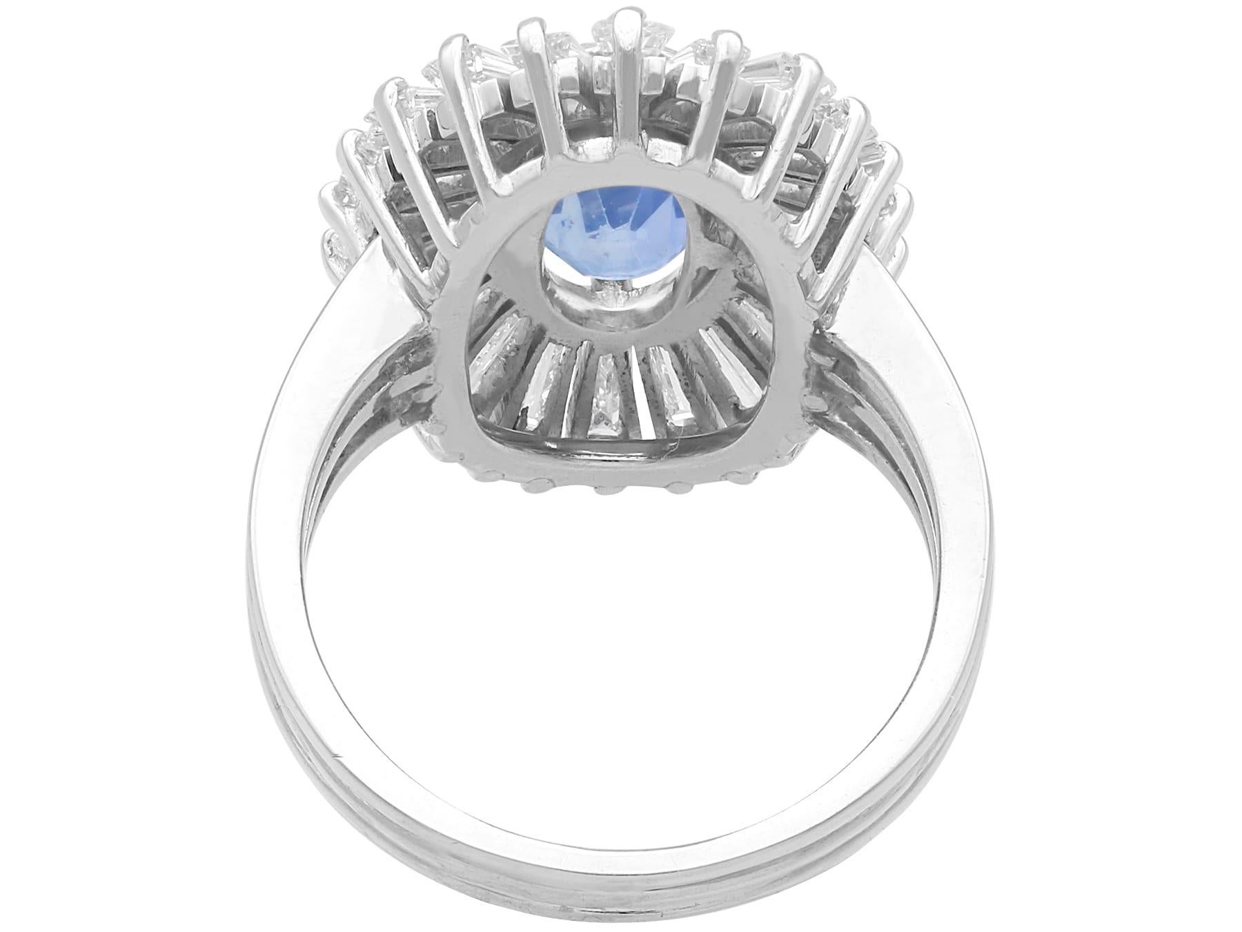 2.75ct Ceylon Sapphire and 2.88ct Diamond, 18ct White Gold Cluster Ring im Angebot 1