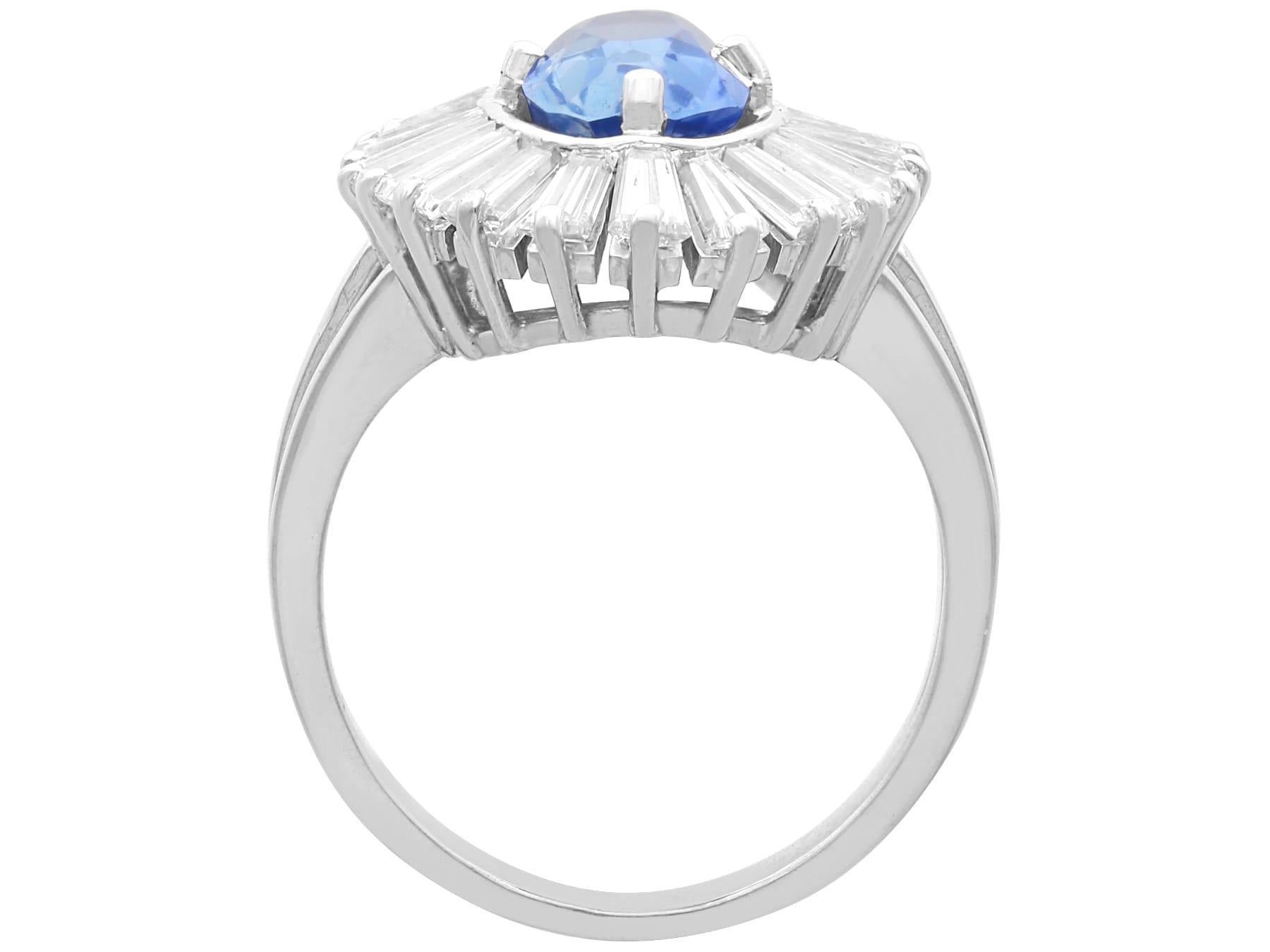 2.75ct Ceylon Sapphire and 2.88ct Diamond, 18ct White Gold Cluster Ring im Angebot 2