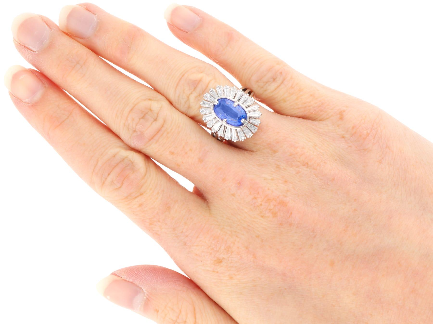2.75ct Ceylon Sapphire and 2.88ct Diamond, 18ct White Gold Cluster Ring im Angebot 4