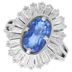 2.75ct Ceylon Sapphire and 2.88ct Diamond, 18ct White Gold Cluster Ring