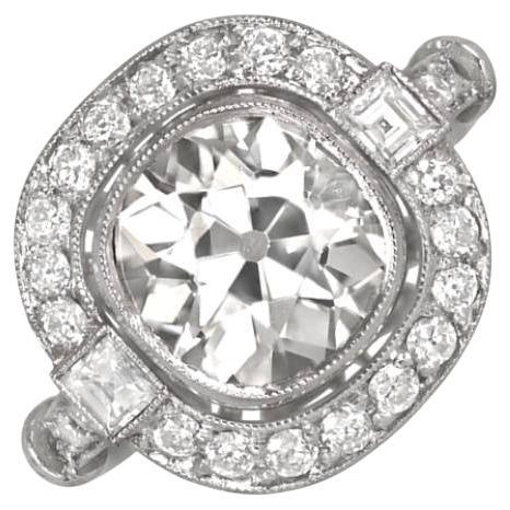 2.75 Ct Cushion-Cut Diamond Engagement Ring, VS1 Clarity, Diamond Halo, Platinum