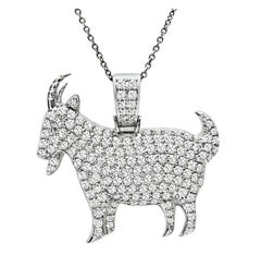2.75ct Diamond 14k White Gold GOAT Pendant