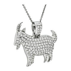 2.75ct Diamond 14k White Gold GOAT Pendant