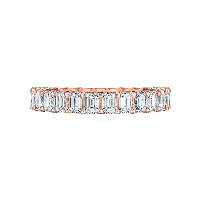 2,75ct Diamant Smaragd Schliff Eternity Band in 18KT Rose Gold im Angebot