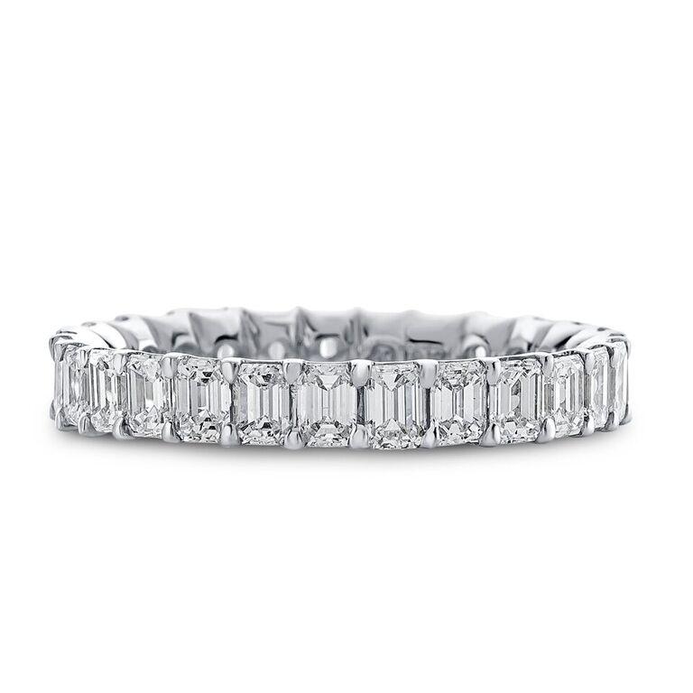2.75ct Diamond Emerald Cut Eternity Band in 18KT White Gold For Sale 1