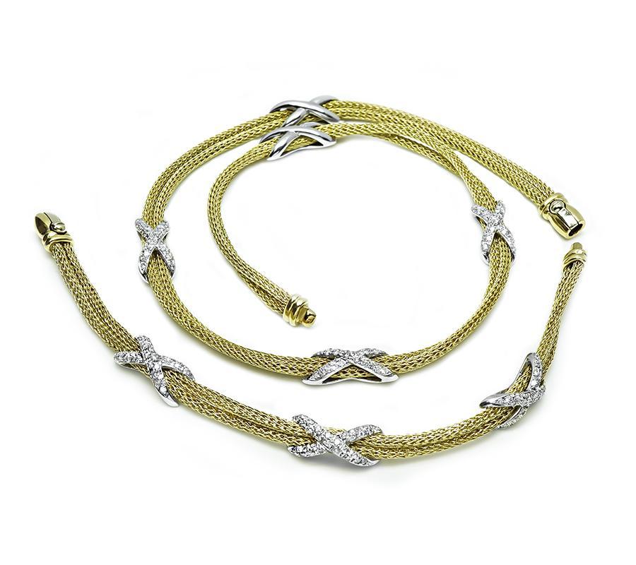 Round Cut 2.75ct Diamond Gold Necklace and Bracelet Set