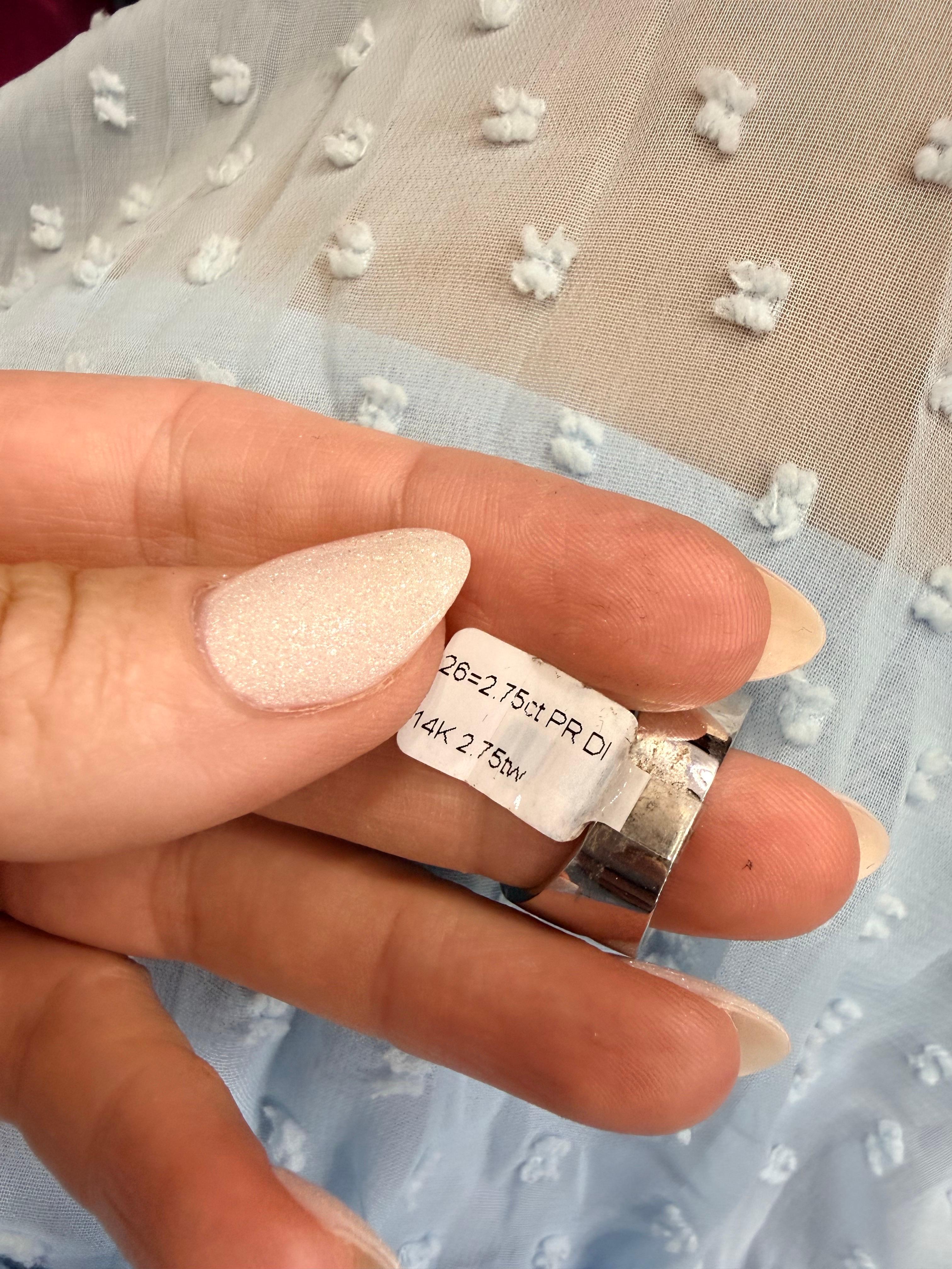 Anello da uomo con diamante da 2,75 carati in oro 14KT in vendita 2