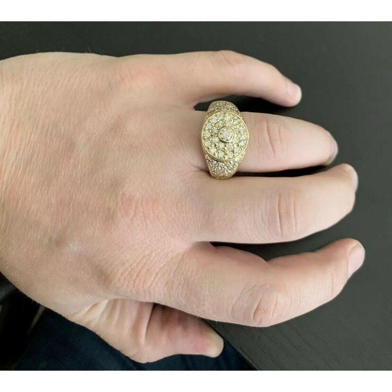 2.75 Carat Natural Diamond 14 Karat Solid Yellow Gold Men's Ring For Sale 1