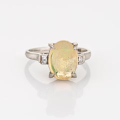 2.75ct Natural Jelly Opal Diamond Ring Platinum Estate Fine Jewelry Sz 6