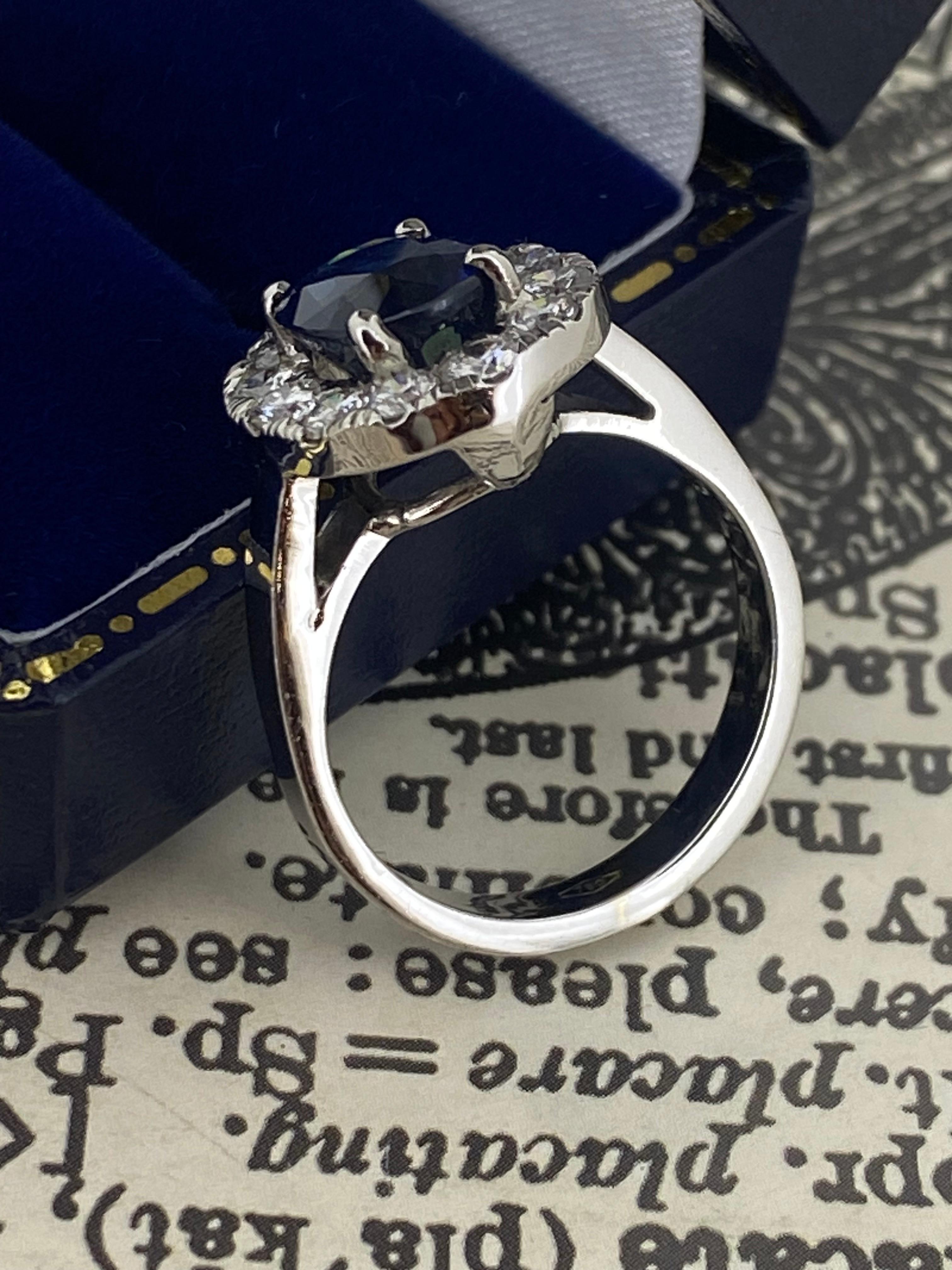 2.75ct Natural Sapphire & Diamond Ring in 18K White Gold. Valued at $10950. For Sale 4