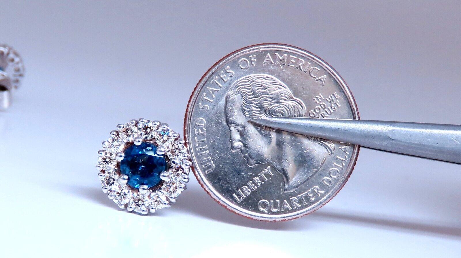2.75ct Natural Sapphire Diamonds Cluster Earrings 14kt gold In New Condition For Sale In New York, NY