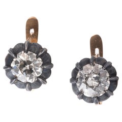 Ciondoli per orecchie in argento e oro con diamanti taglio antico da 2,75 ct.
