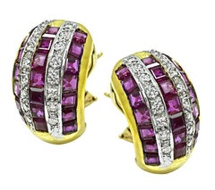 Pendientes de oro con rubí de 2,75 ct y diamante de 0,80 ct