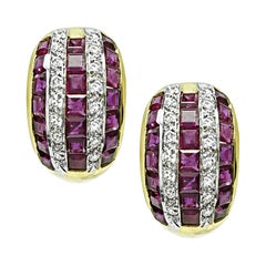2.75ct Ruby 0.80ct Diamond Gold Earrings