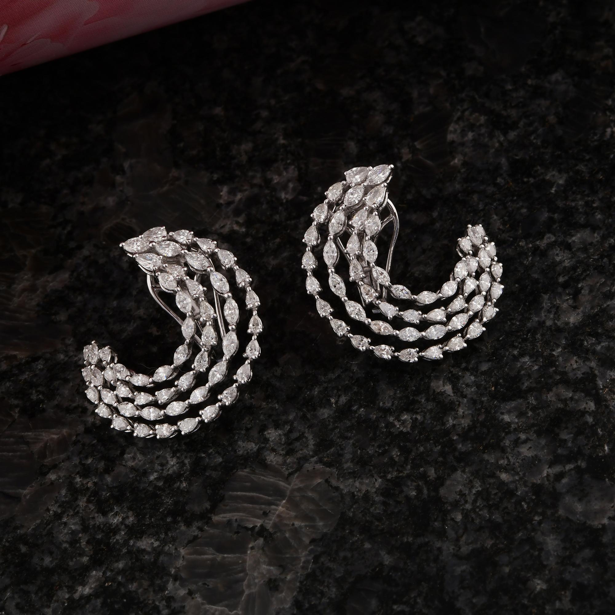 Donna 2.75Ct SI/H Orecchini a cerchio con diamanti naturali in oro bianco 14k Tutte le tariffe pagate in vendita
