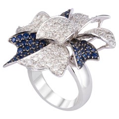 Bague en or avec diamants de 2,75 carats et saphirs bleus de 2,25 carats