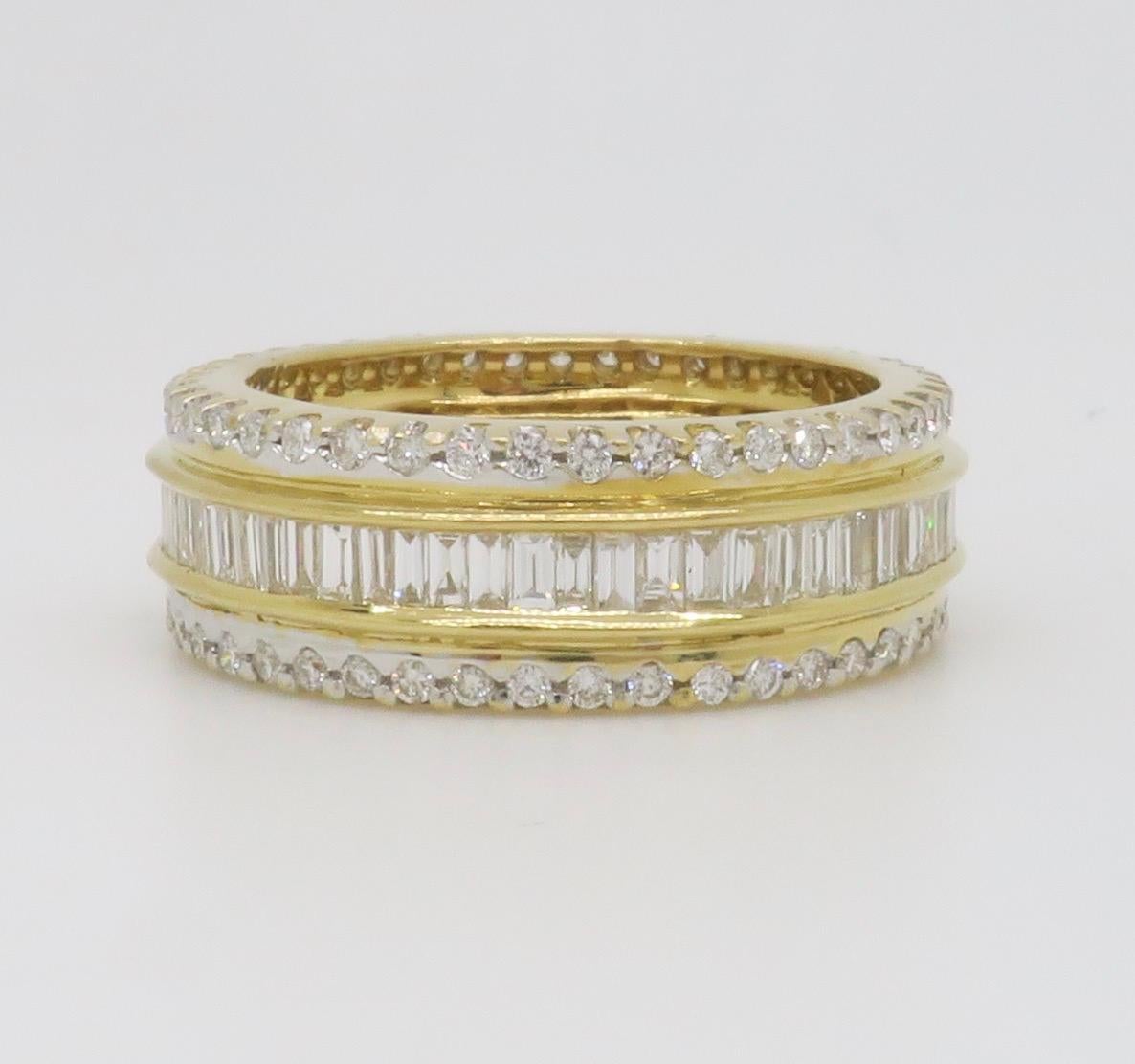 2.75CTW Diamond Eternity Band made in 18K Yellow Gold For Sale 6