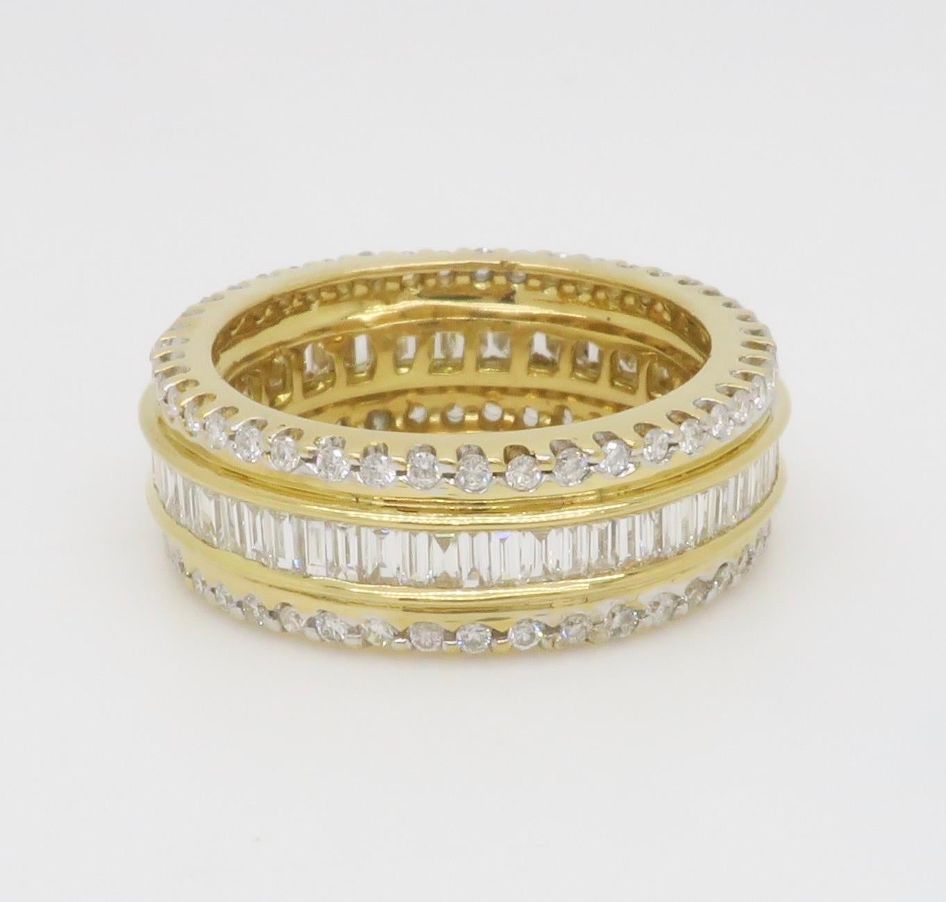 2.75CTW Diamond Eternity Band made in 18K Yellow Gold For Sale 10