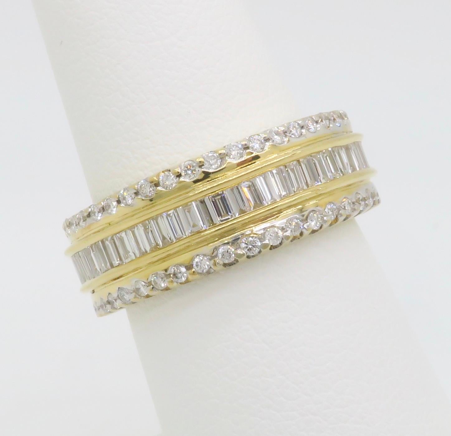 Women's or Men's 2.75CTW Diamond Eternity Band made in 18K Yellow Gold For Sale